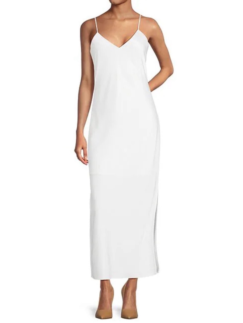Gianni Bini White Slip Maxi Dress with Thin Straps